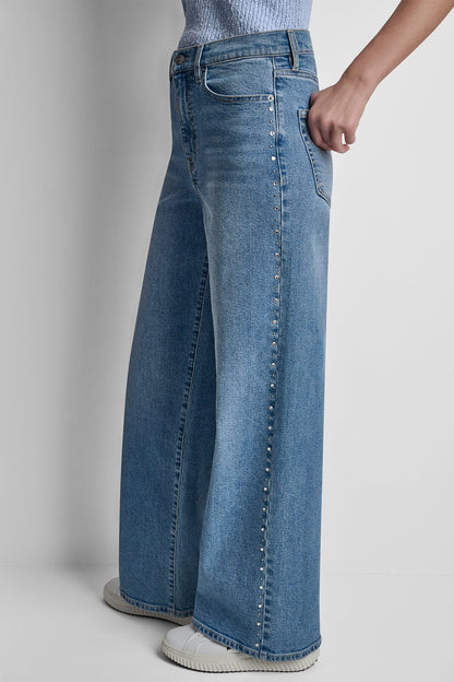 HIGH-RISE RHINESTONE STUD WIDE LEG Gramercy | DKNY