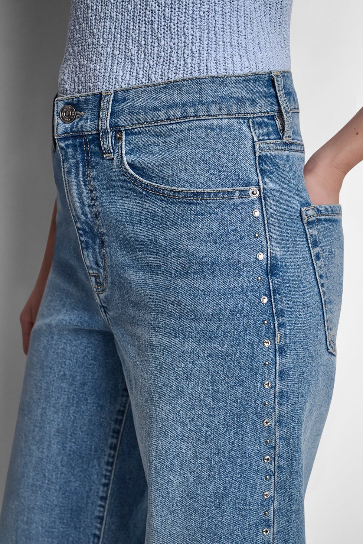 HIGH-RISE RHINESTONE STUD WIDE LEG Gramercy | DKNY