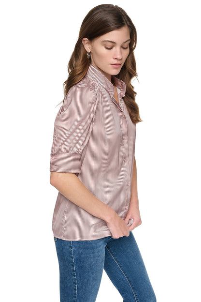 PUFF SHORT SLEEVE SHIRT Dover Stripe/Blush Pink | DKNY