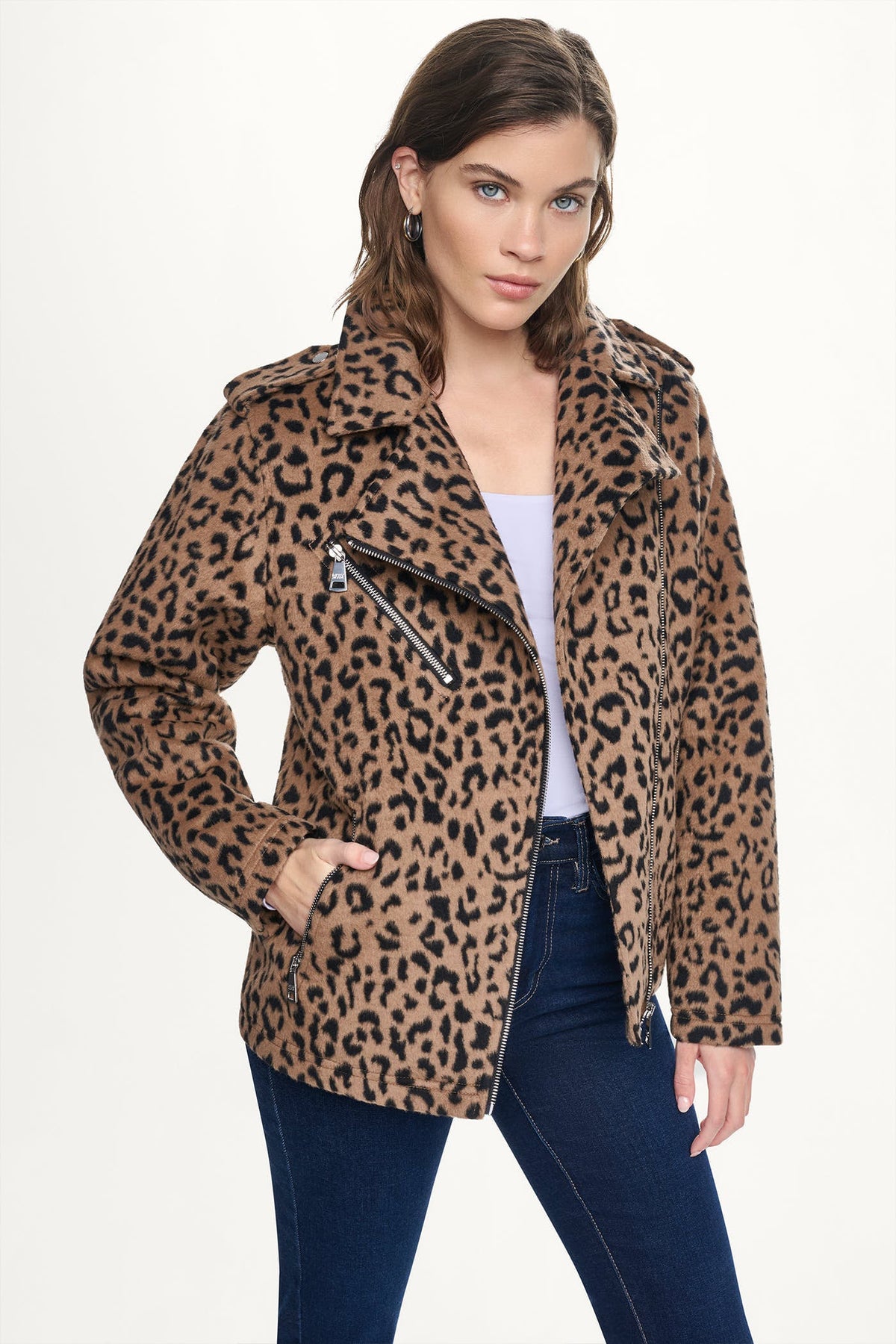 LEOPARD MOTO JACKET Leopard | DKNY