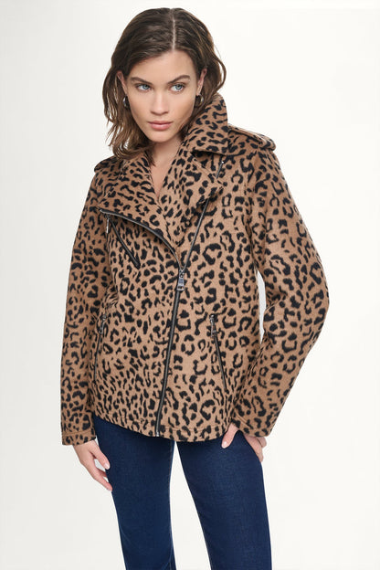 LEOPARD MOTO JACKET Leopard | DKNY