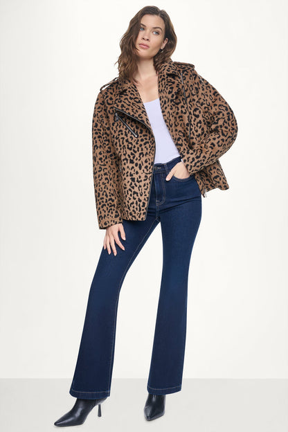 LEOPARD MOTO JACKET Leopard | DKNY