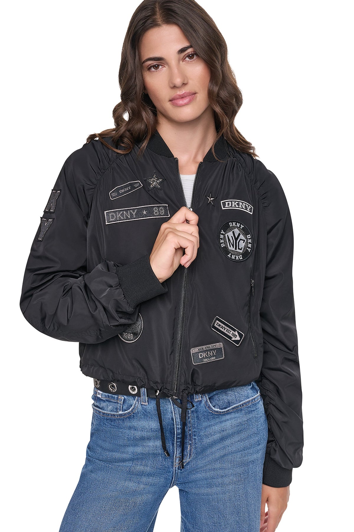 PINS & PATCHES RUCHED JACKET Black | DKNY