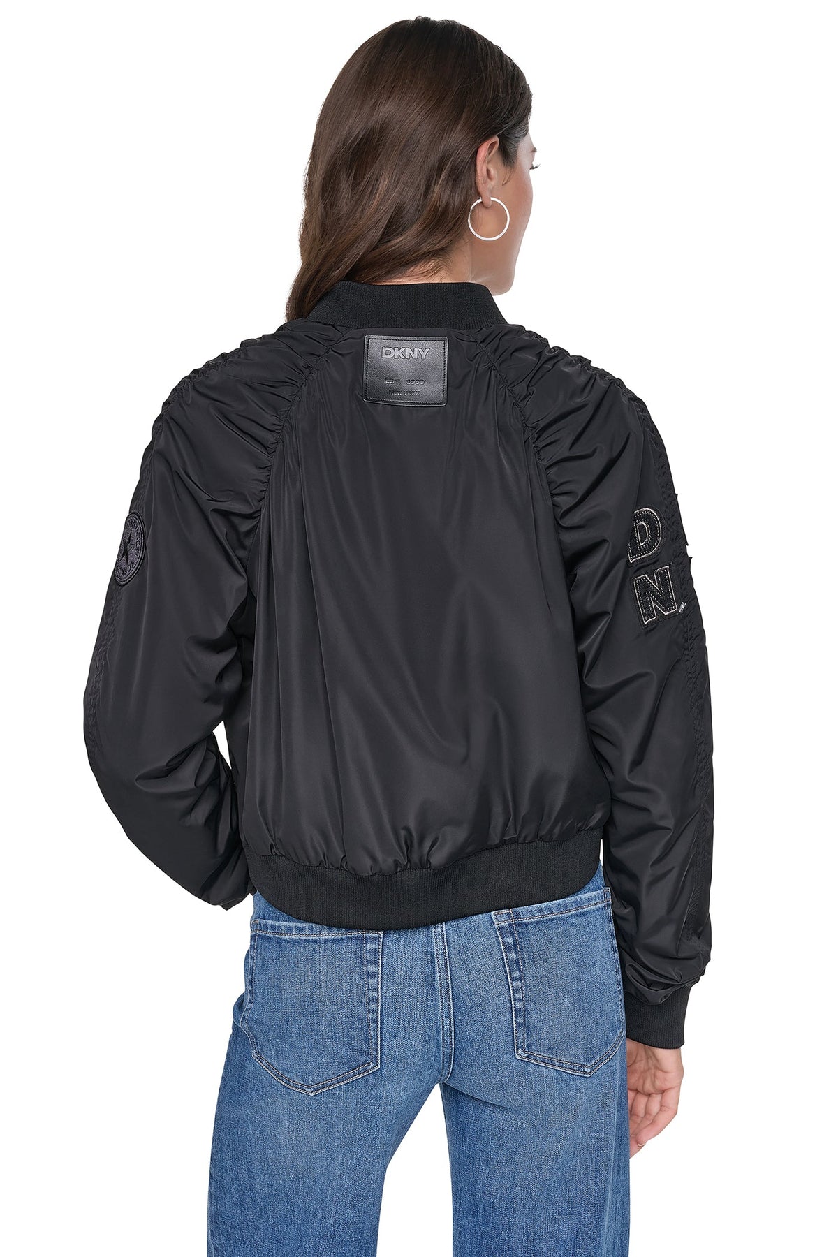 PINS & PATCHES RUCHED JACKET Black | DKNY