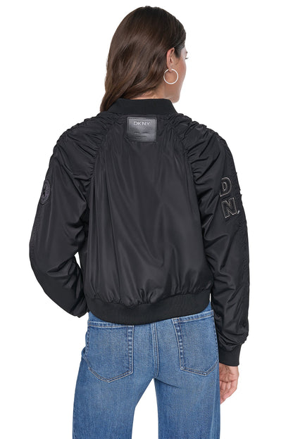 PINS & PATCHES RUCHED JACKET Black | DKNY