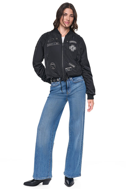 PINS & PATCHES RUCHED JACKET Black | DKNY