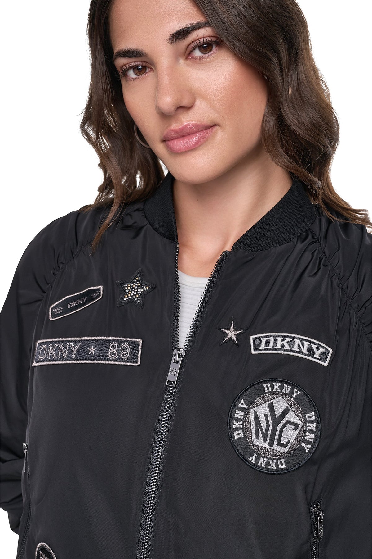 PINS & PATCHES RUCHED JACKET Ivory | DKNY