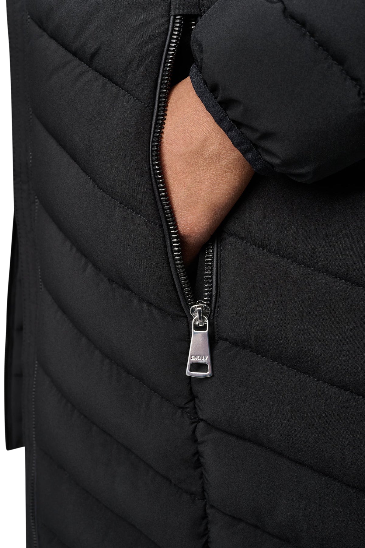 HOODED STAND COLLAR PUFFER Pearl | DKNY