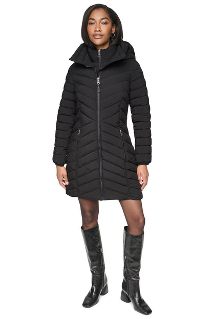 HOODED STAND COLLAR PUFFER Pearl | DKNY