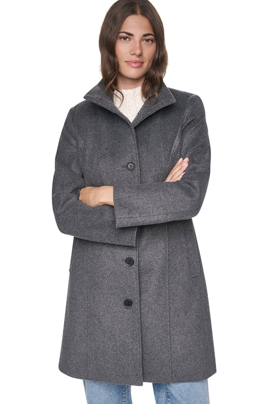 STAND COLLAR COAT Mid Grey Melange | DKNY