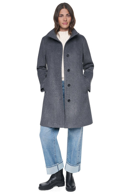 STAND COLLAR COAT Mid Grey Melange | DKNY