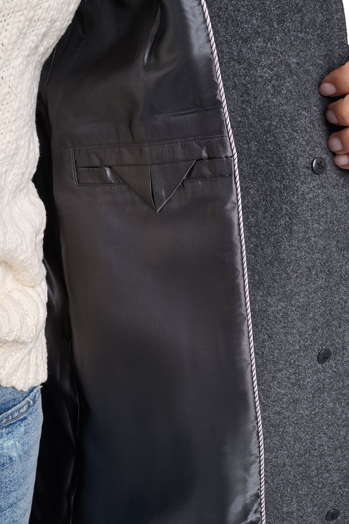STAND COLLAR COAT Mid Grey Melange | DKNY