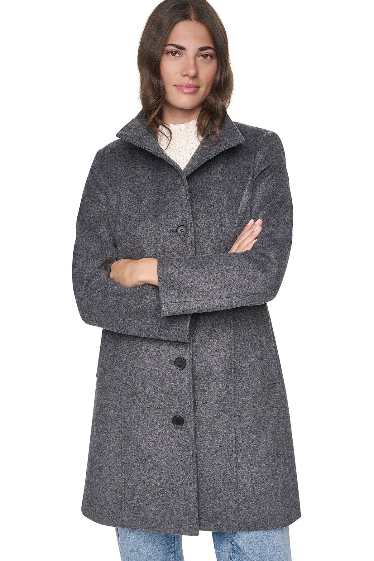 STAND COLLAR COAT Black | DKNY