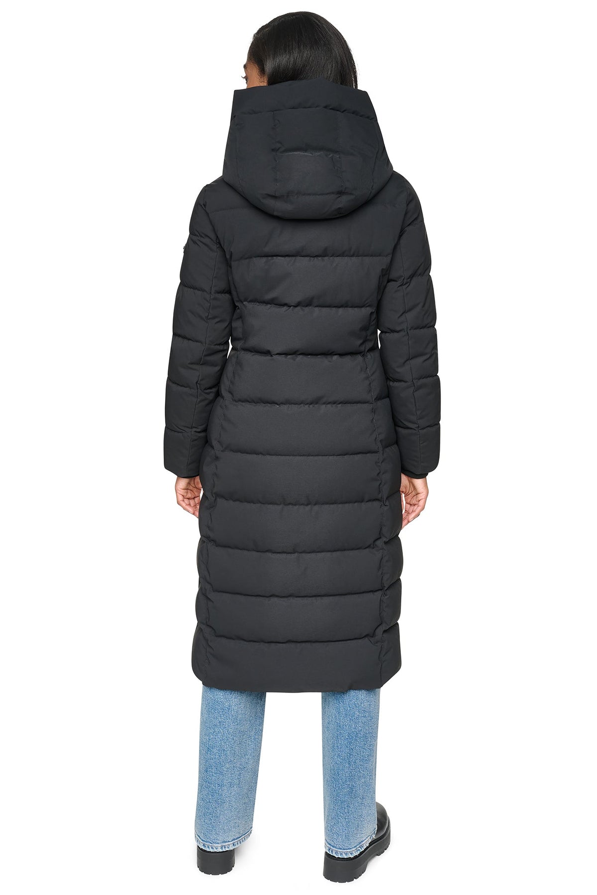 LONG HOODED PUFFER COAT Black | DKNY