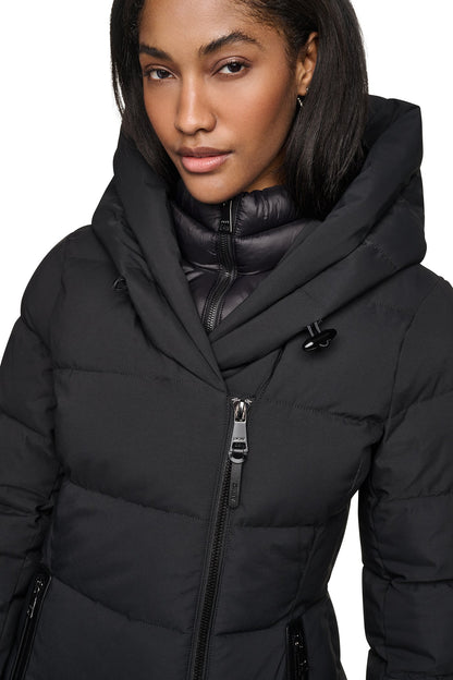 LONG HOODED PUFFER COAT Black | DKNY