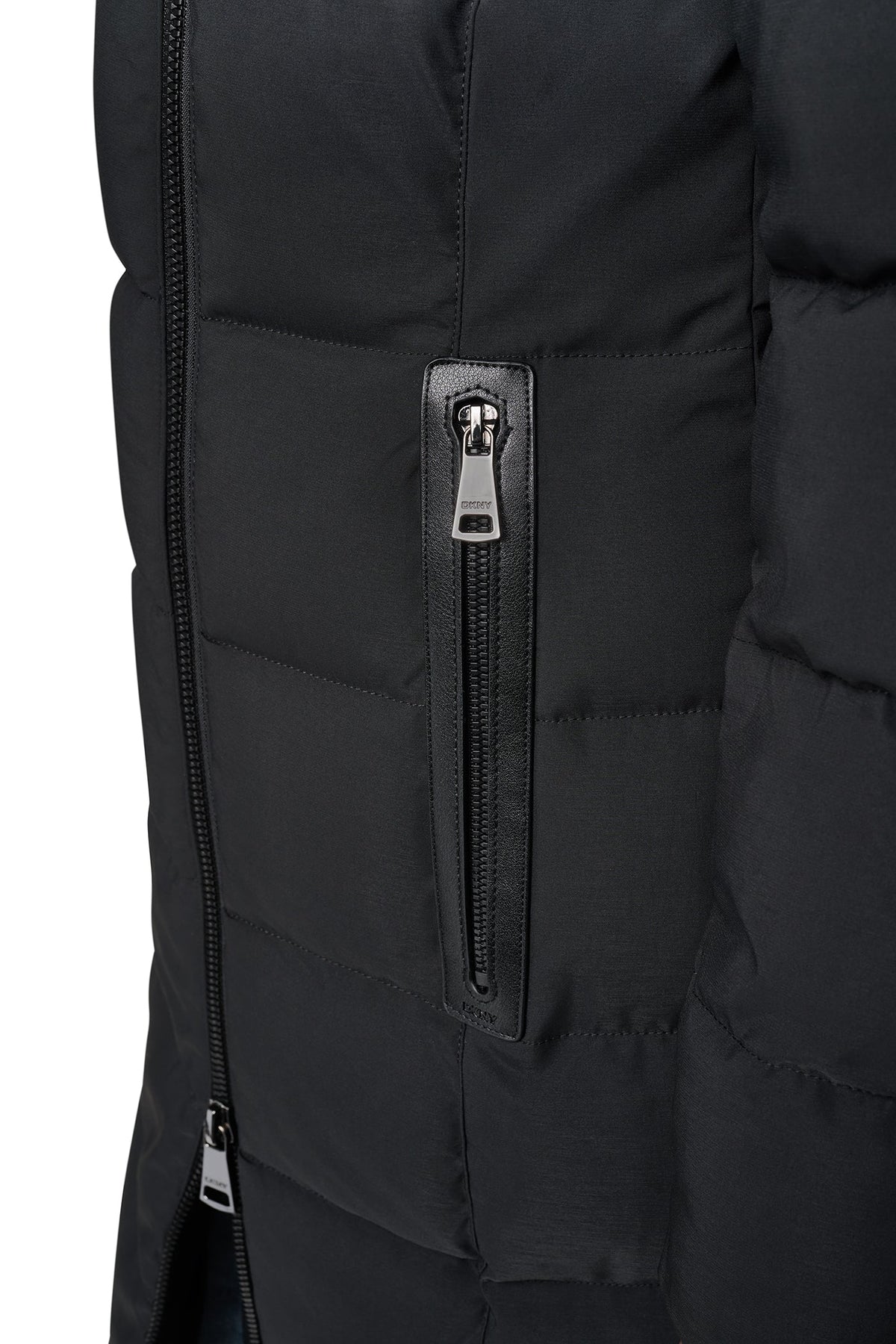 LONG HOODED PUFFER COAT Herringbone | DKNY