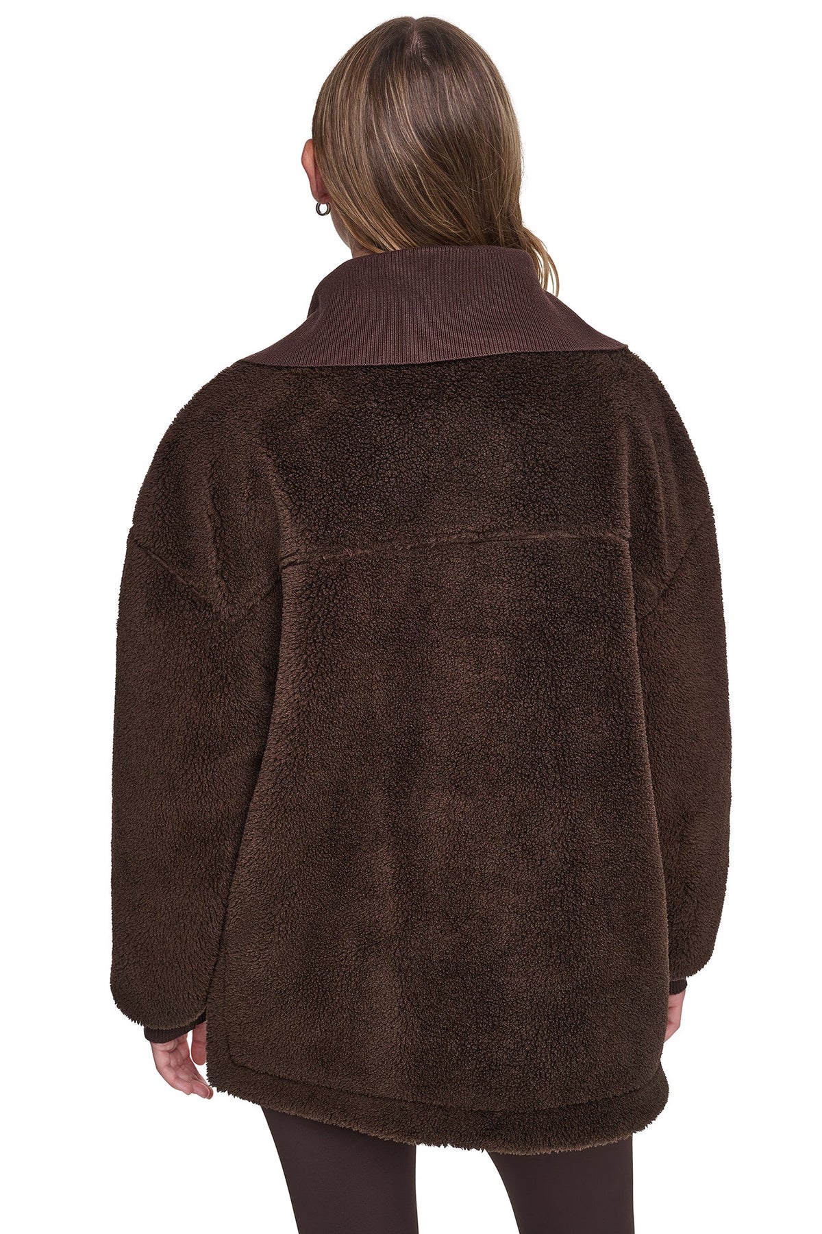 FUNNEL NECK SHERPA JACKET Espresso/Espresso | DKNY