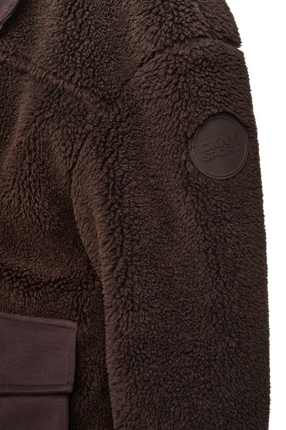 FUNNEL NECK SHERPA JACKET Espresso/Espresso | DKNY