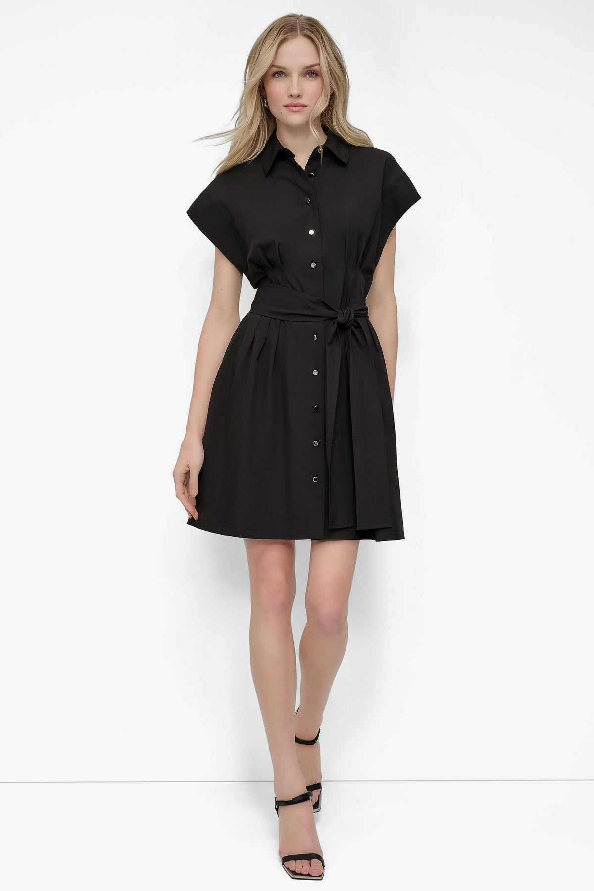 TIE WAIST COMMUTER DRESS Black | DKNY
