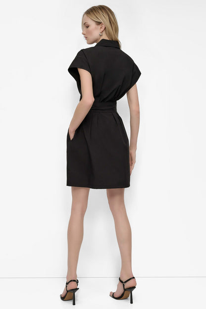 TIE WAIST COMMUTER DRESS Black | DKNY