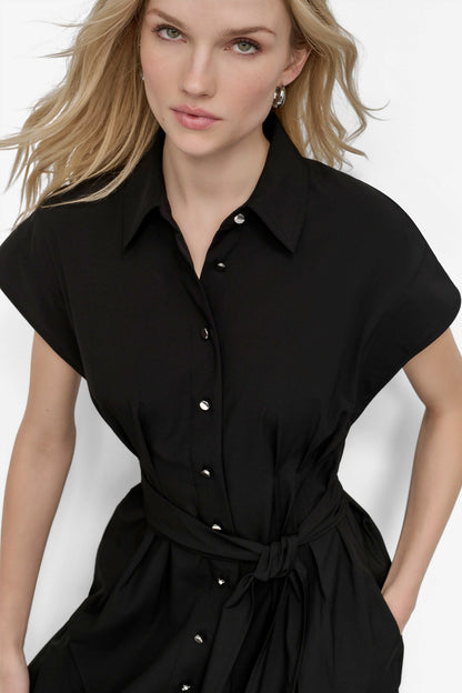TIE WAIST COMMUTER DRESS Black | DKNY