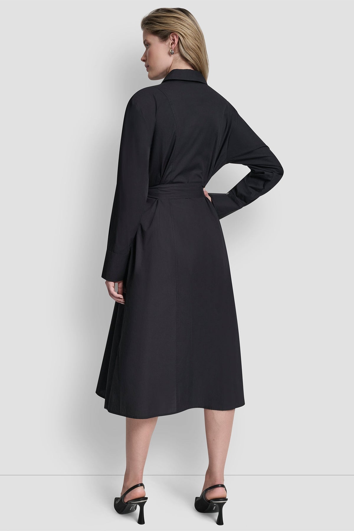 BUTTON DOWN MIDI SHIRT DRESS Black | DKNY
