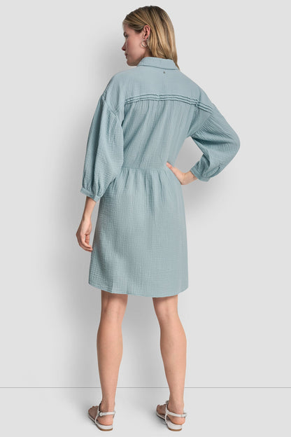 GAUZE V-NECK DRESS Mineral | DKNY