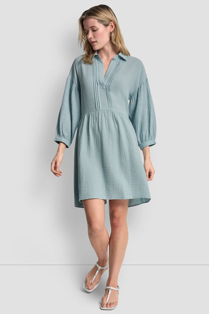 GAUZE V-NECK DRESS Mineral | DKNY