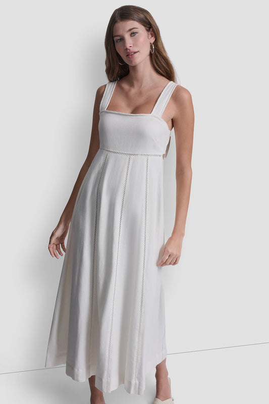SEAMED TANK DRESS WITH TIE BACK Ivory | DKNY