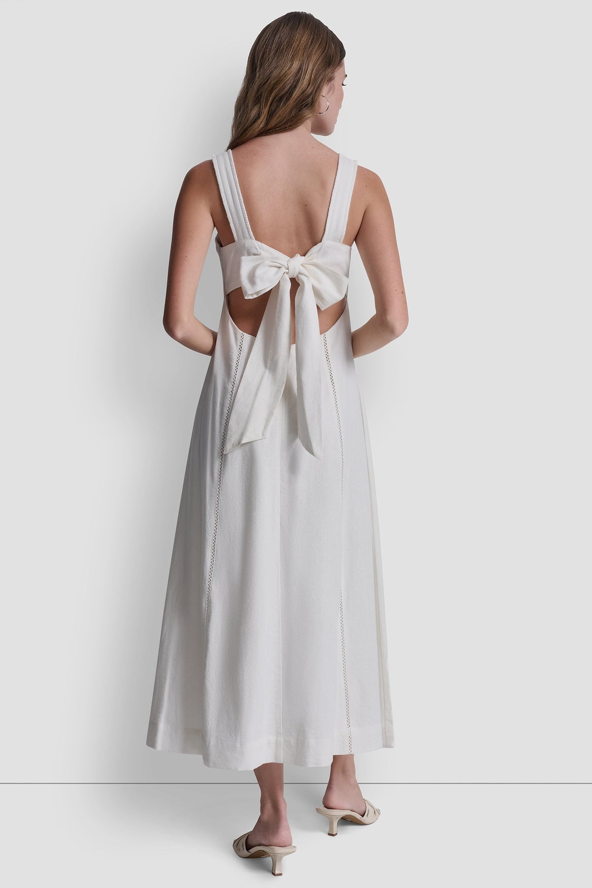 SEAMED TANK DRESS WITH TIE BACK Ivory | DKNY