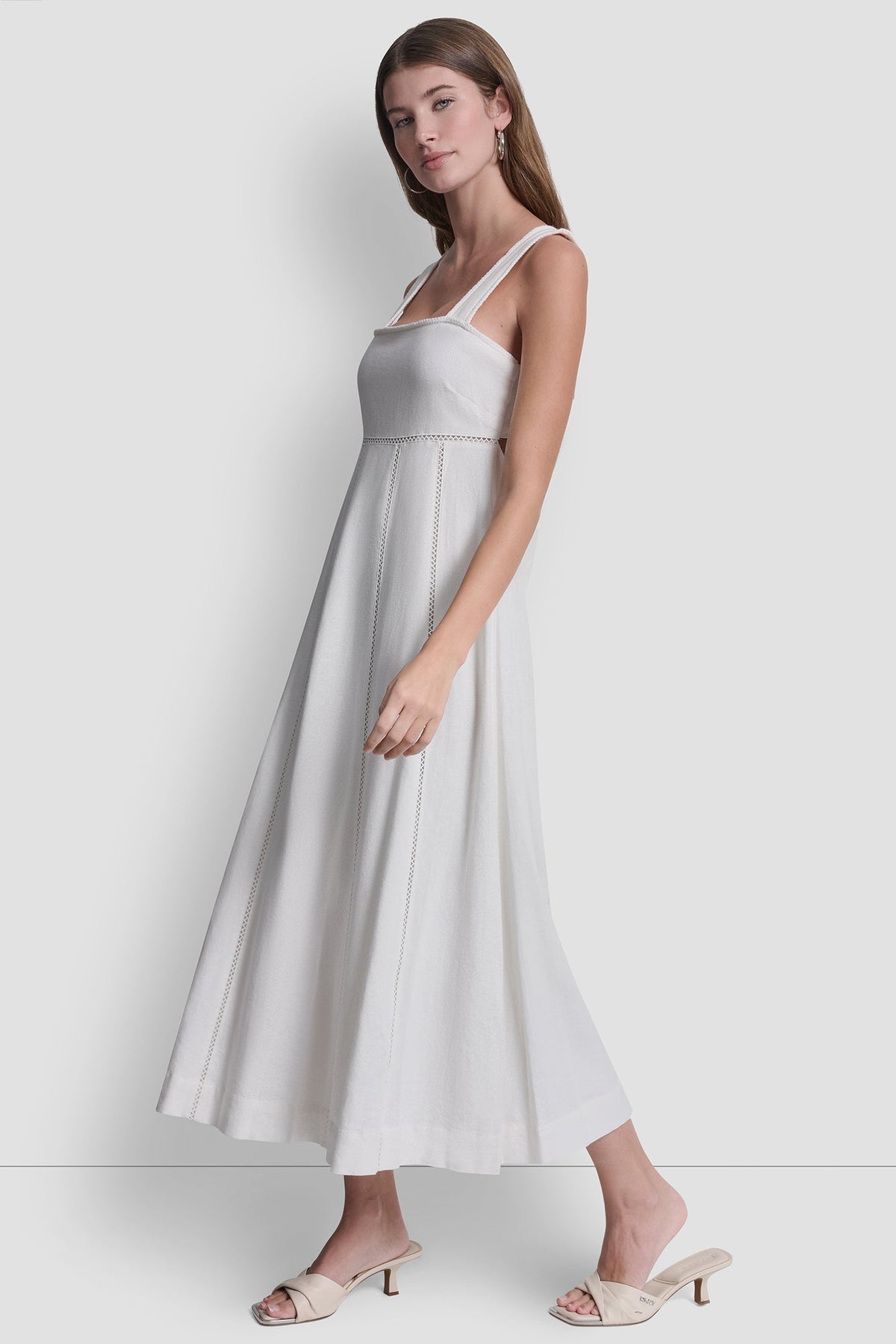 SEAMED TANK DRESS WITH TIE BACK Ivory | DKNY