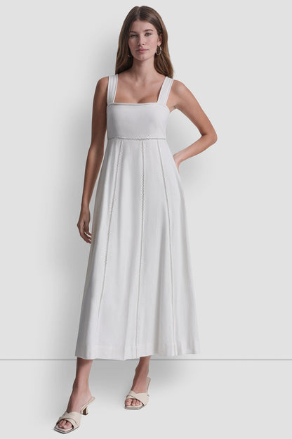 SEAMED TANK DRESS WITH TIE BACK Ivory | DKNY
