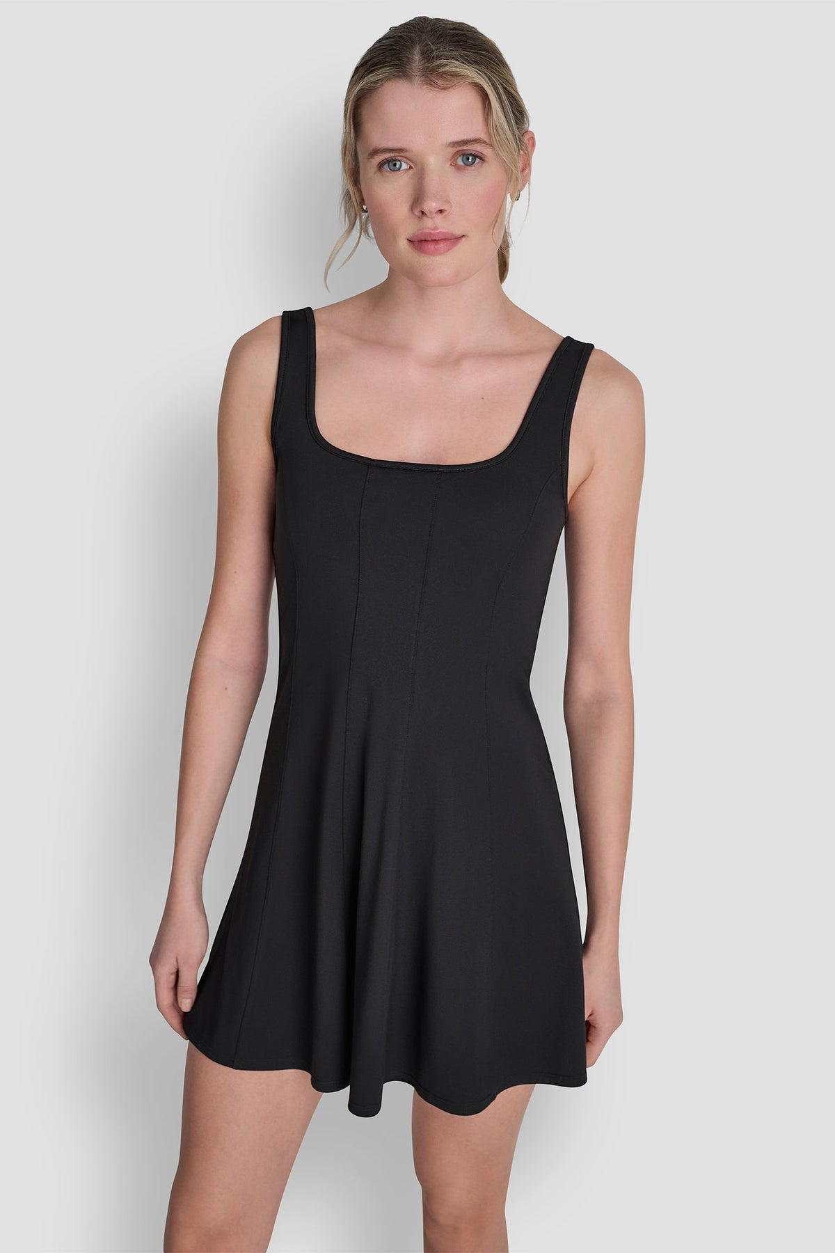 BALANCE COMPRESSION DRESS WITH BUILT-IN SHORTS Black | DKNY