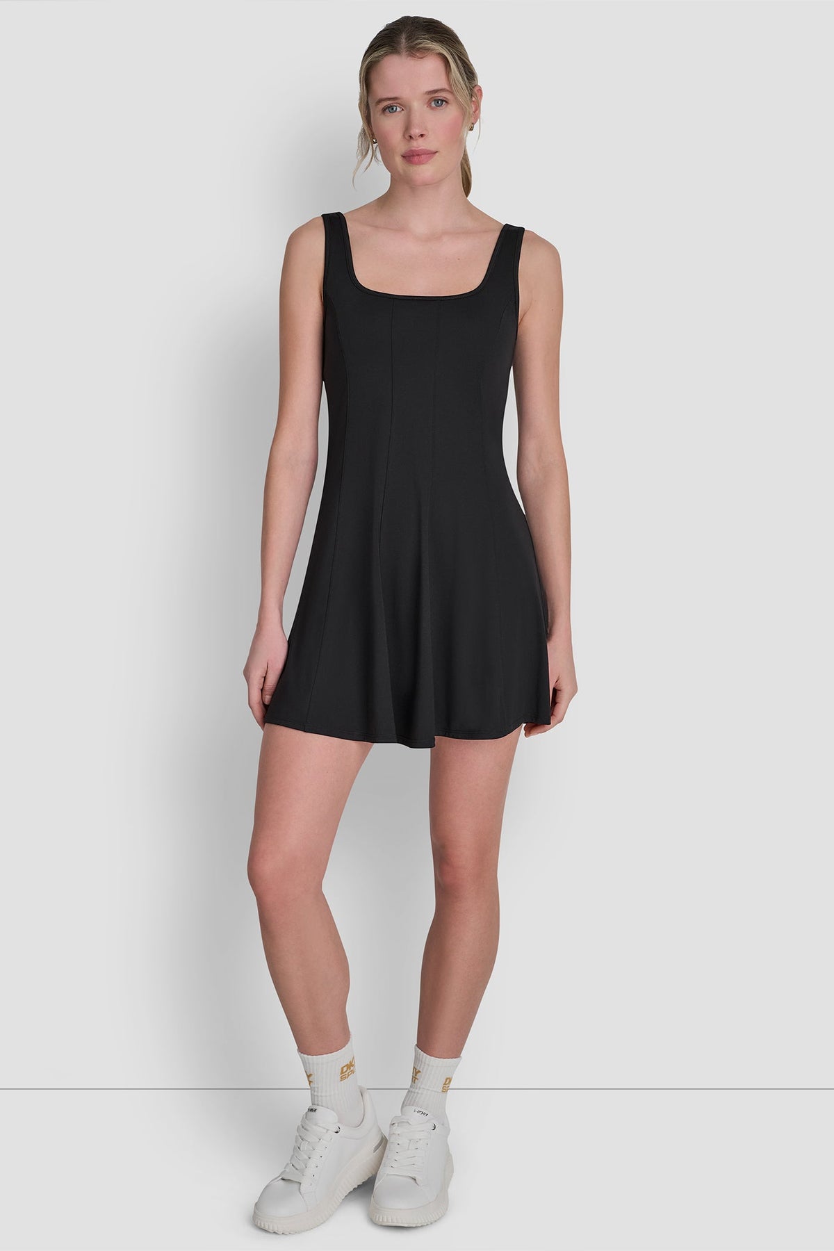 BALANCE COMPRESSION DRESS WITH BUILT-IN SHORTS Black | DKNY