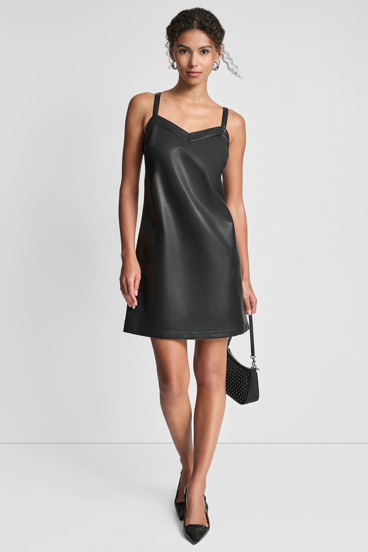 SLEEVELESS A-LINE MINI DRESS Black | DKNY