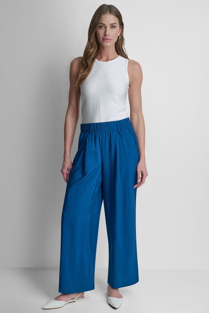 MID-RISE RUMPLED STRAIGHT-LEG ANKLE PANT Admiral | DKNY