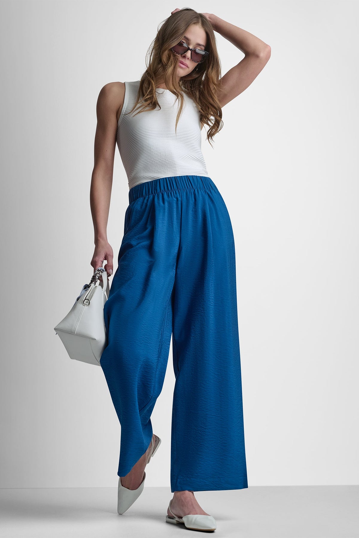MID-RISE RUMPLED STRAIGHT-LEG ANKLE PANT Admiral | DKNY