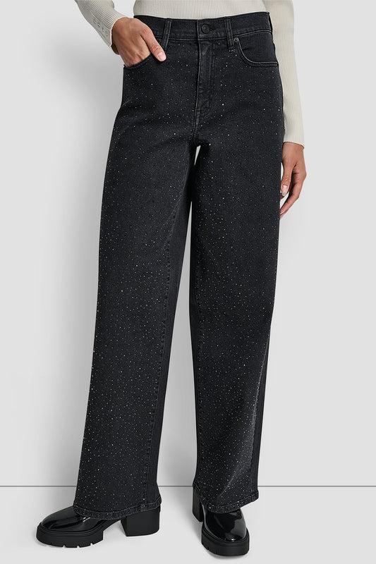 HIGH-RISE WIDE LEG WITH RHINESTONE EMBELLISHMENT ANCHOR | DKNY