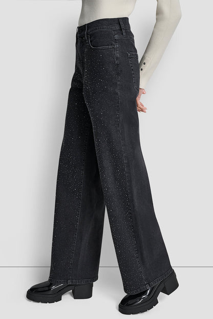HIGH-RISE WIDE LEG WITH RHINESTONE EMBELLISHMENT ANCHOR | DKNY
