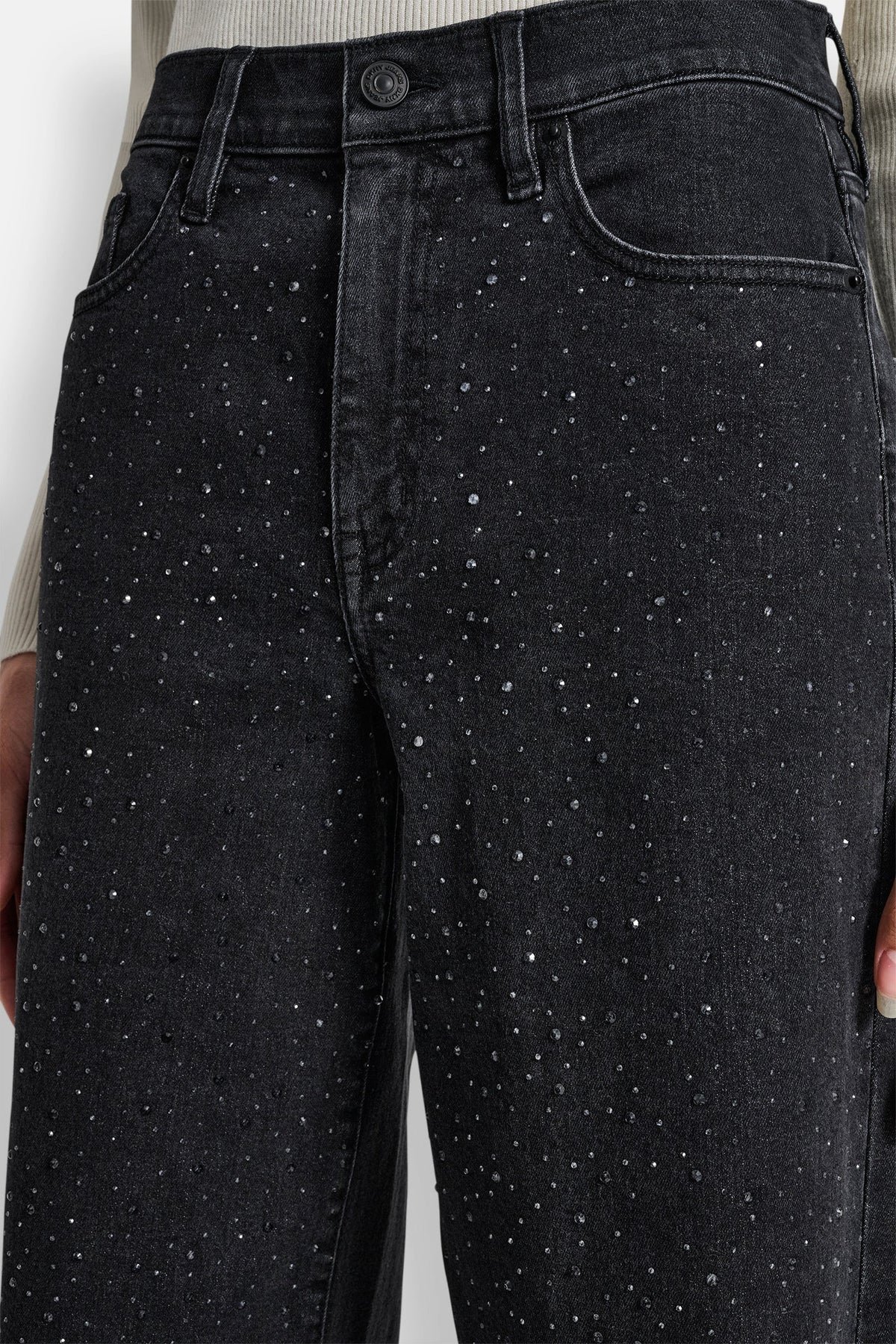 HIGH-RISE WIDE LEG WITH RHINESTONE EMBELLISHMENT ANCHOR | DKNY