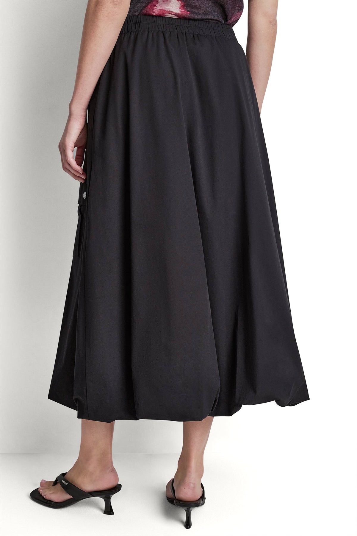 CARGO POCKET BUBBLE MIDI SKIRT Black | DKNY
