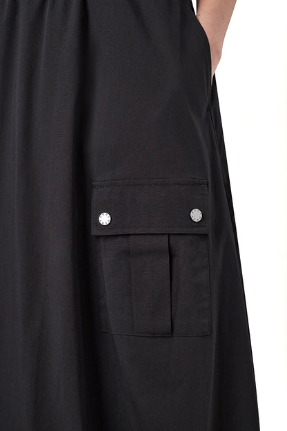 CARGO POCKET BUBBLE MIDI SKIRT Black | DKNY