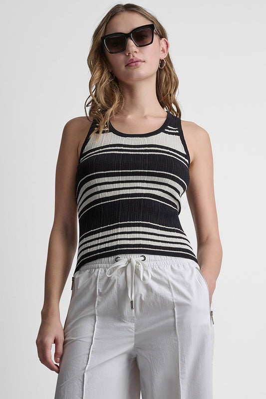 STRIPED KNIT TANK Black/Coconut | DKNY