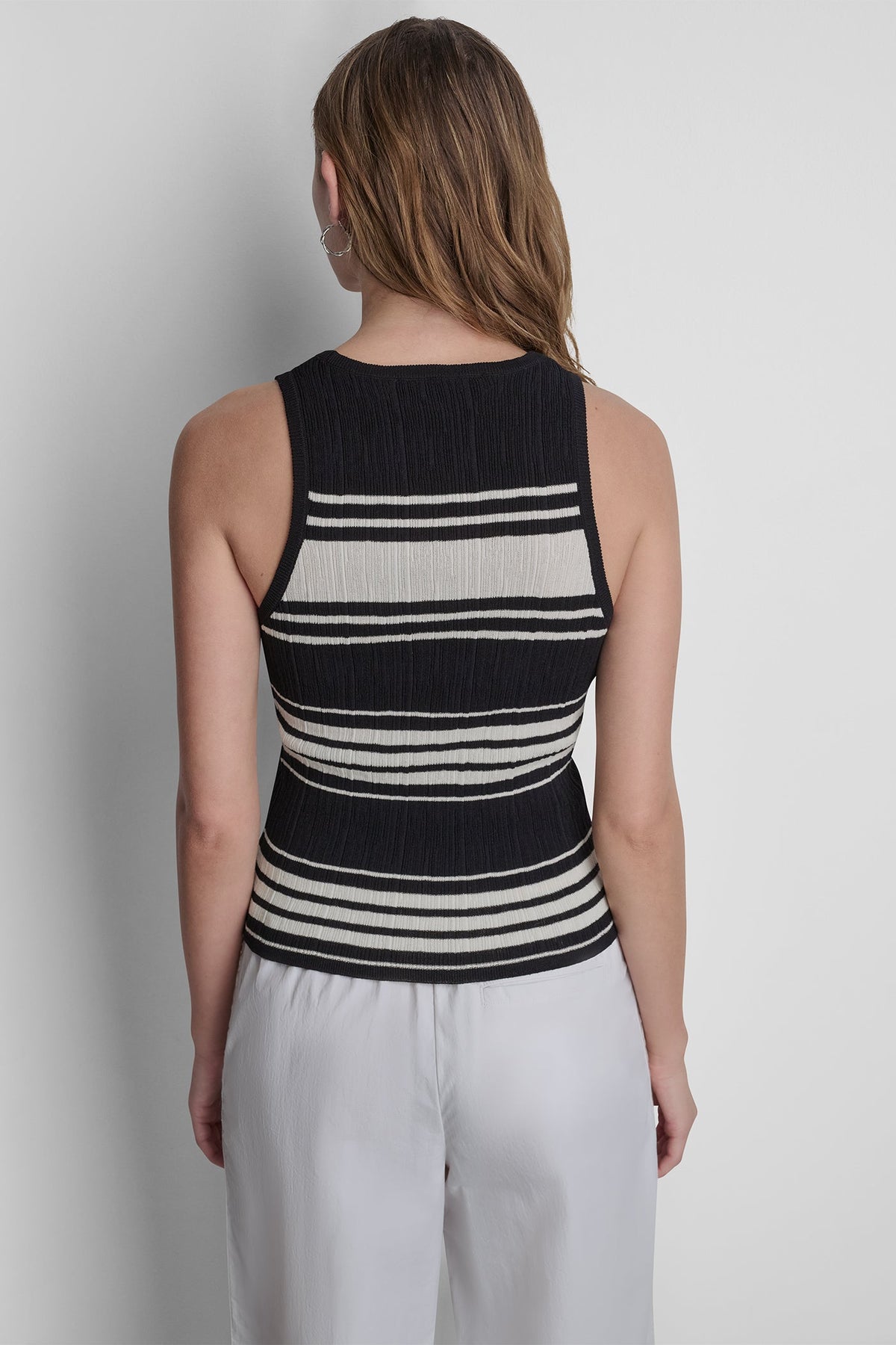 STRIPED KNIT TANK Black/Coconut | DKNY