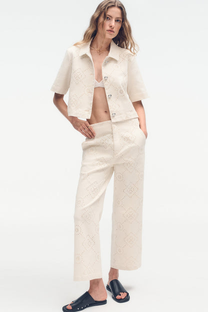 TEXTURE TWILL BUTTON-FRONT SHIRT Eggnog | DKNY