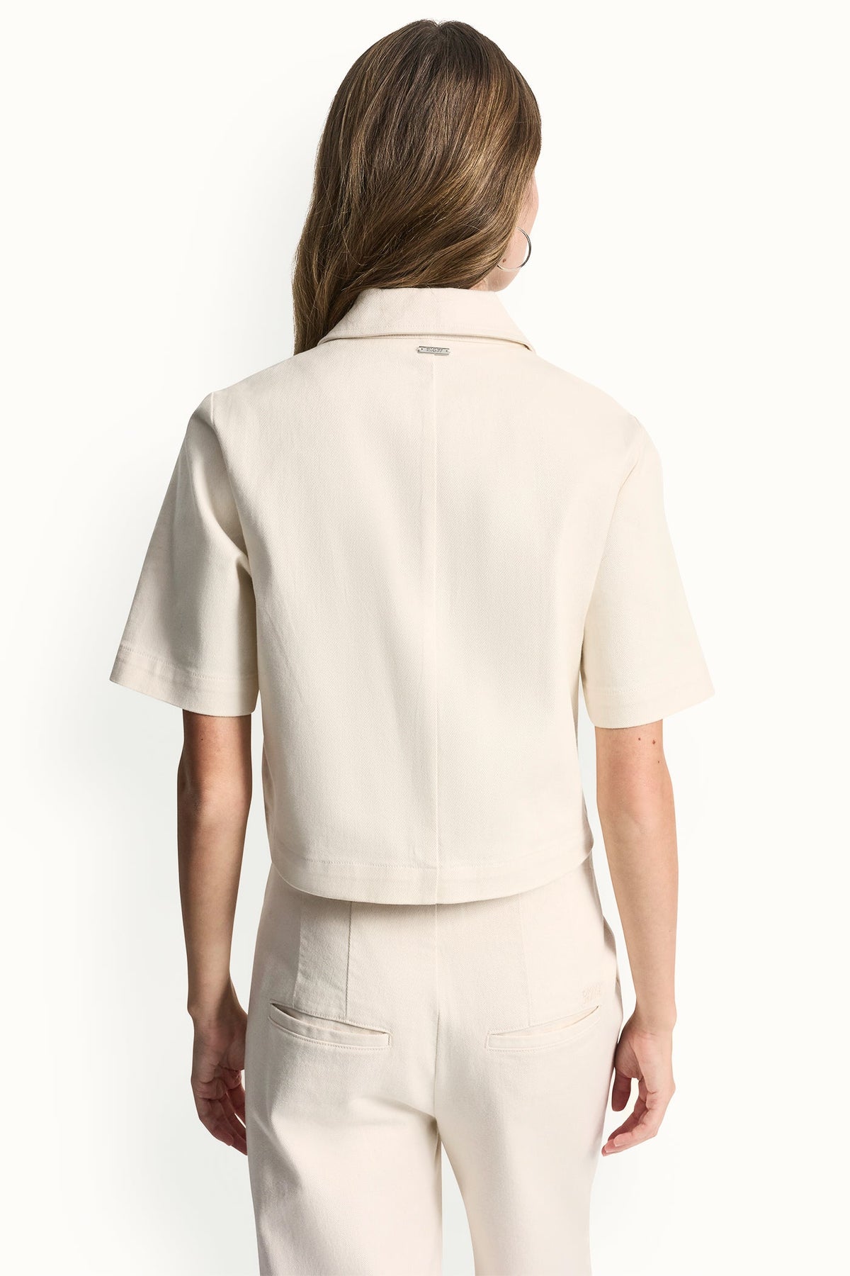 TEXTURE TWILL BUTTON-FRONT SHIRT Eggnog | DKNY