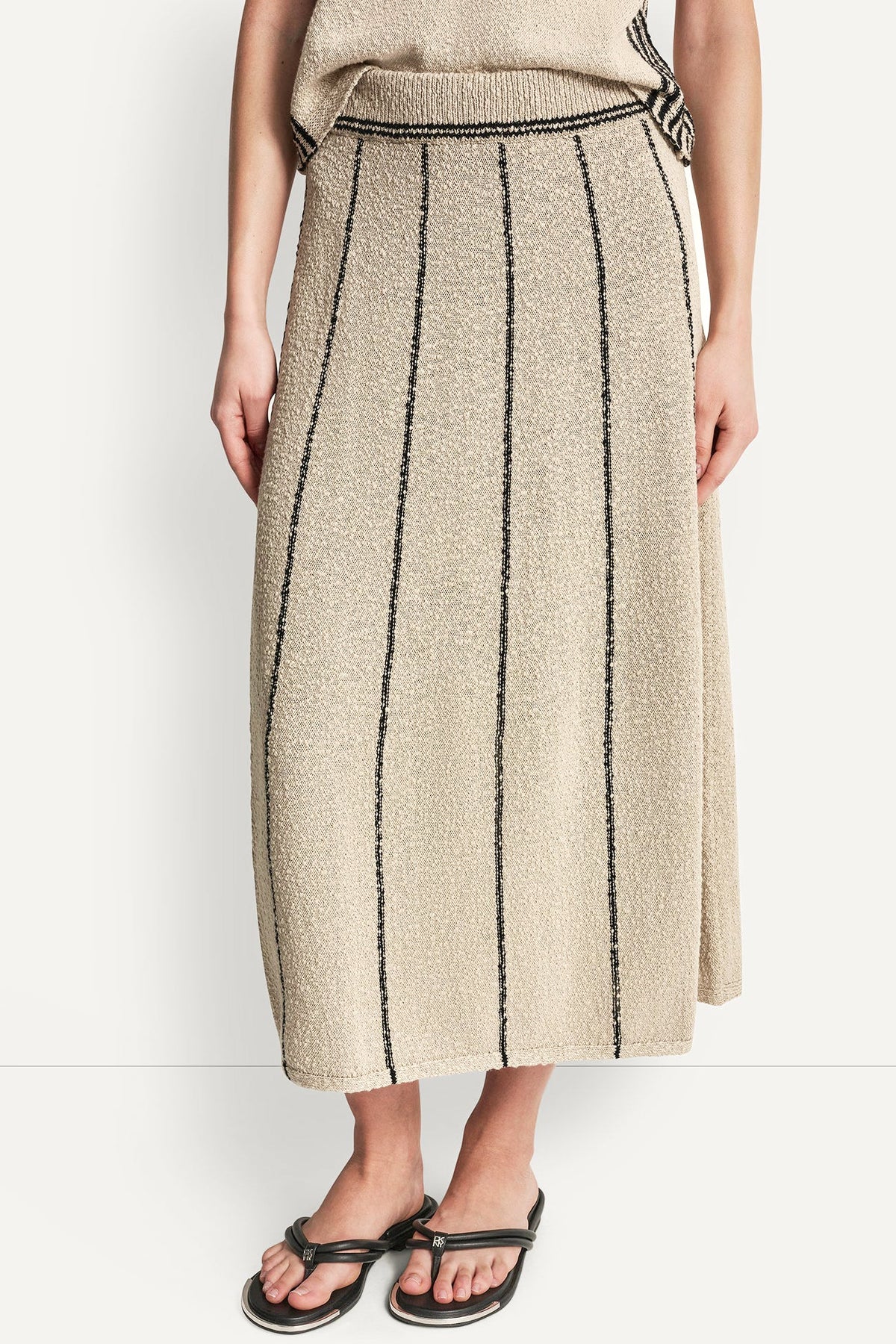 PULL-ON MAXI SKIRT WITH STRIPE DETAIL Pebble/Black | DKNY