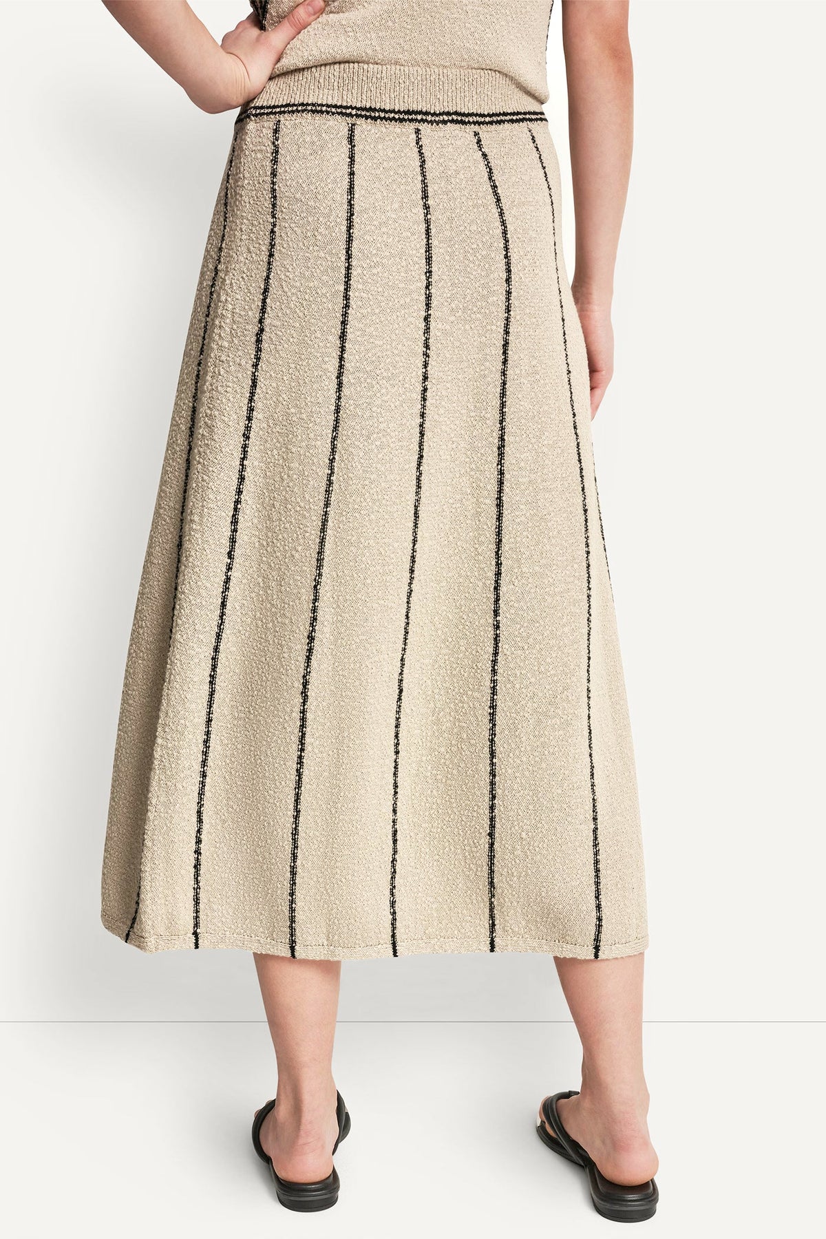 PULL-ON MAXI SKIRT WITH STRIPE DETAIL Pebble/Black | DKNY