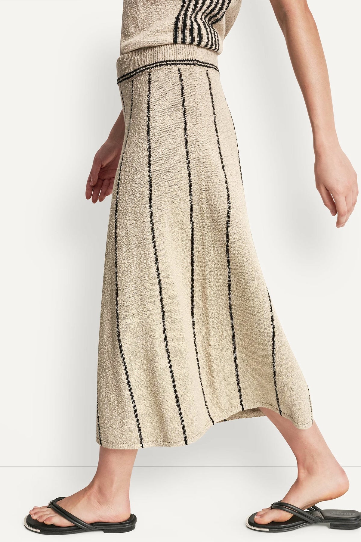 PULL-ON MAXI SKIRT WITH STRIPE DETAIL Pebble/Black | DKNY