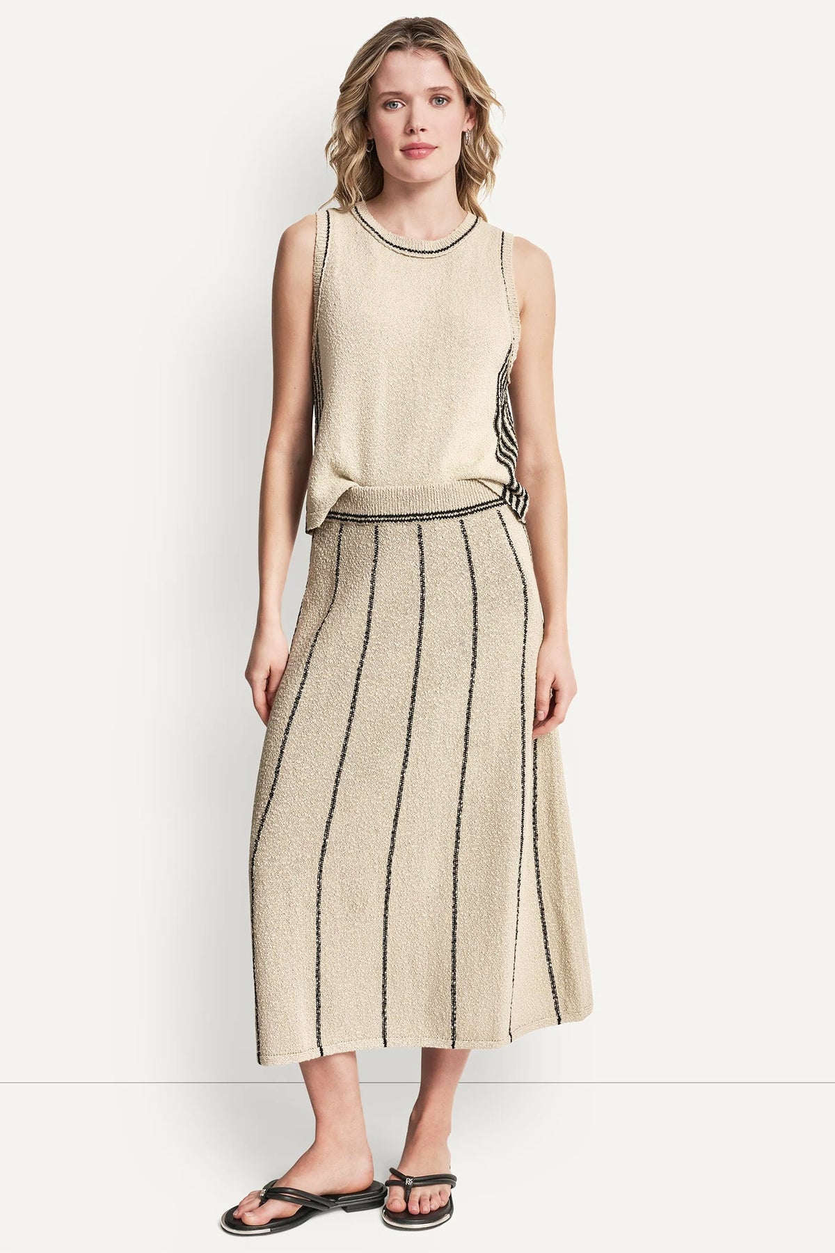 PULL-ON MAXI SKIRT WITH STRIPE DETAIL Pebble/Black | DKNY